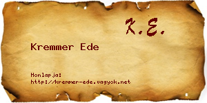 Kremmer Ede névjegykártya